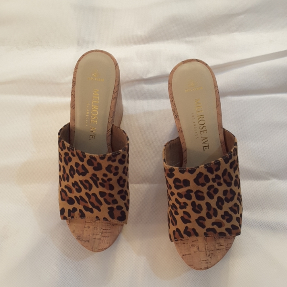 Melrose Ave 100% Vegan leopard print wedges